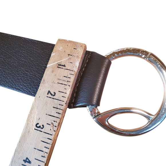 Chico's Wide Brown Leather Belt w/ Big Silver Buckle. S/M - Picture 9 of 9